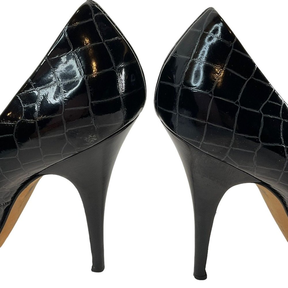 Giuseppe Zanotti Design Shoes Womens Sz 40 Black Leather Snake Peep Toe Heel - Picture 6 of 13